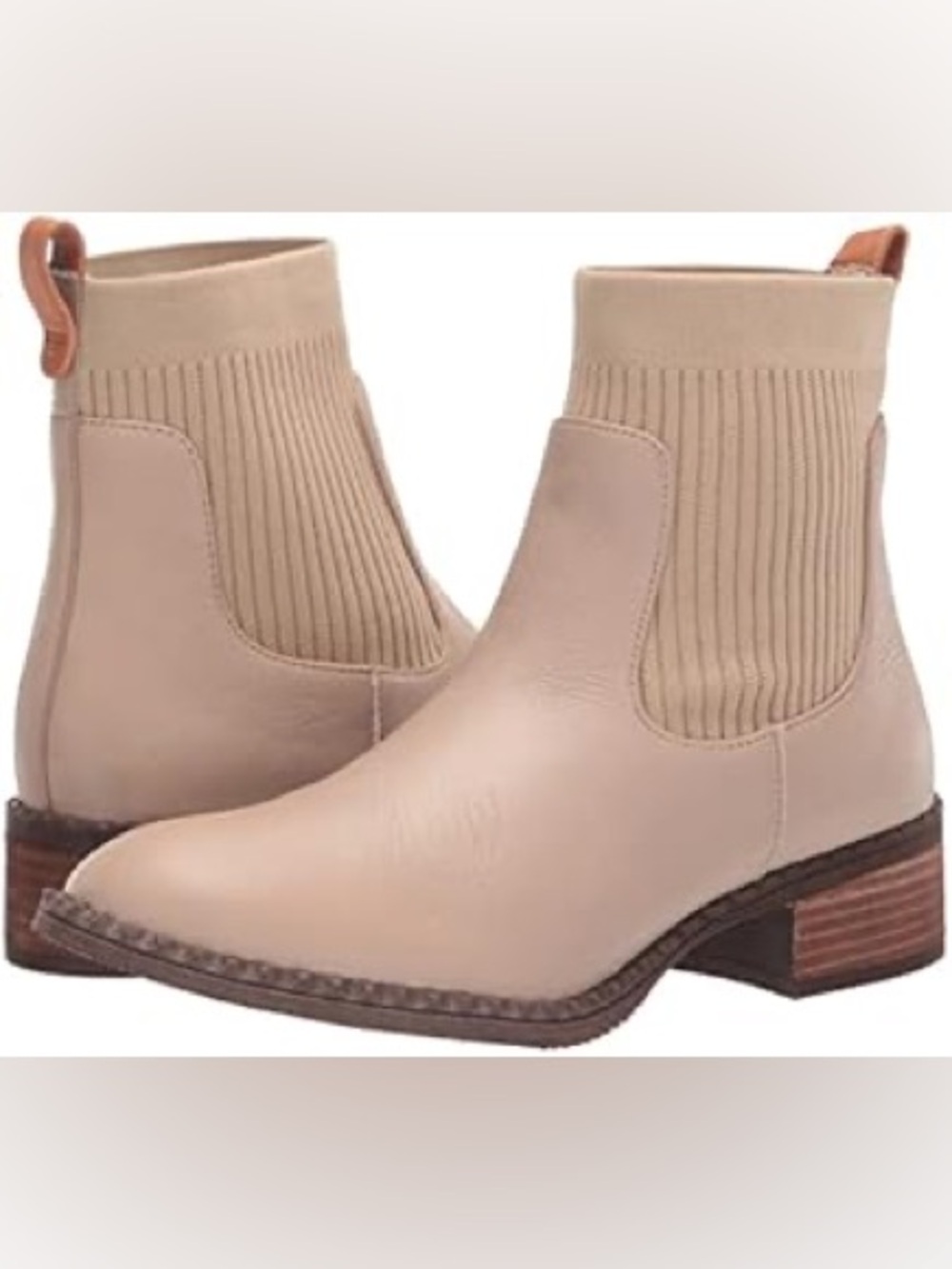 Gentle Souls Cream Leather Sock Chelsea Ankle Boots 9